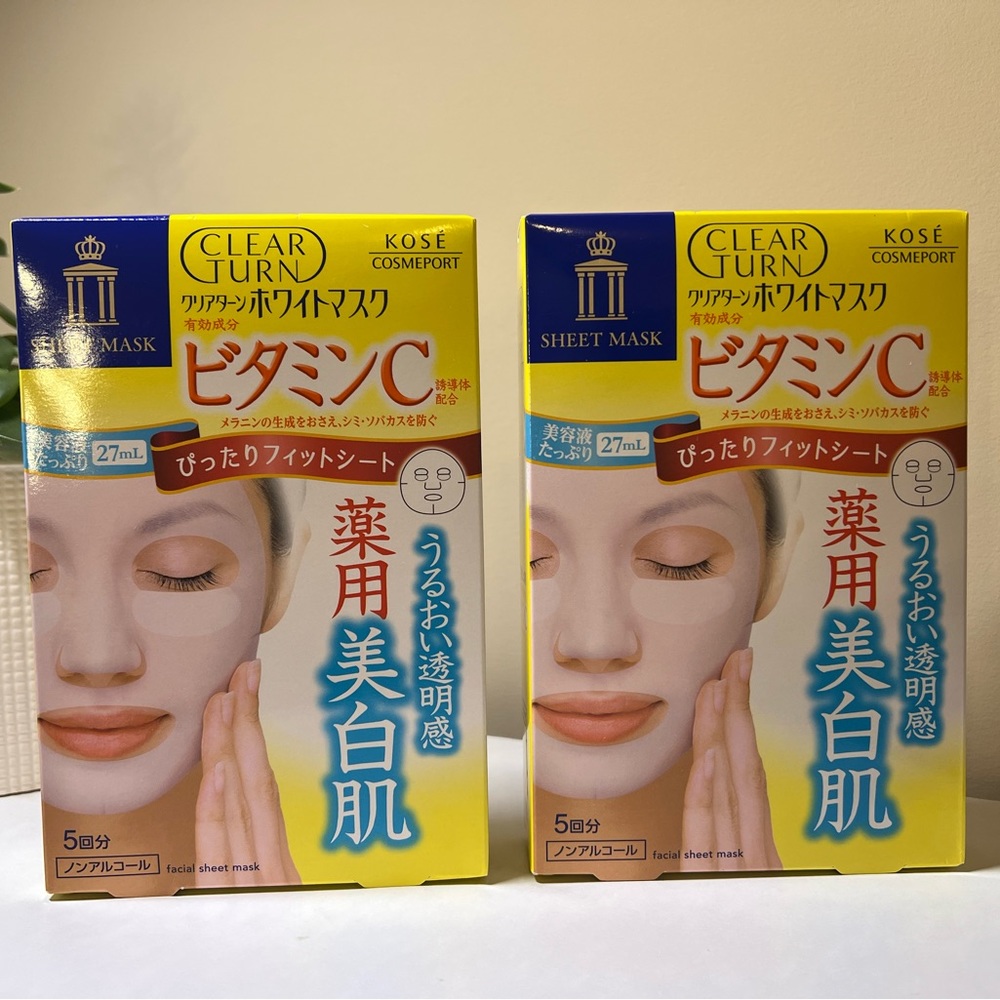 2✖️Kose cosmeport clear turn white vitamin C sheet mask（Total is 10 sheets）